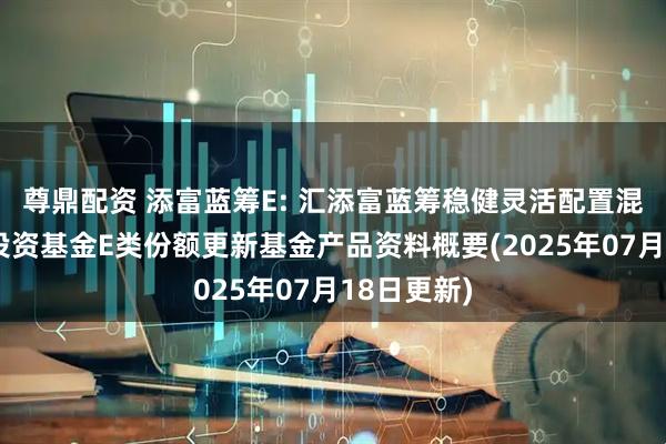 尊鼎配资 添富蓝筹E: 汇添富蓝筹稳健灵活配置混合型证券投资基金E类份额更新基金产品资料概要(2025年07月18日更新)